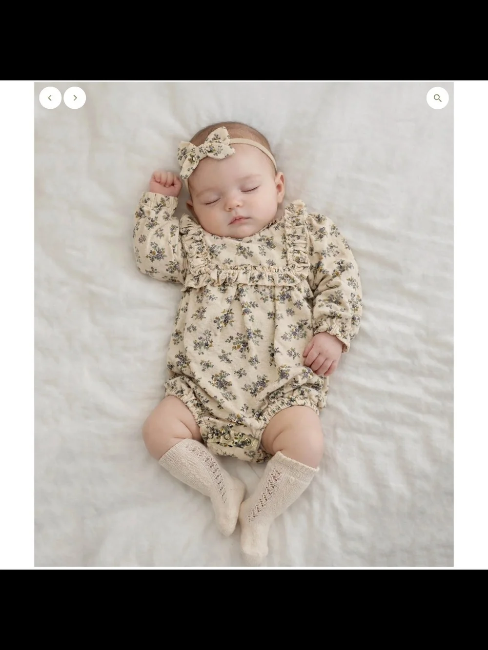 Floral Ruffle Baby One-Piece in Cream